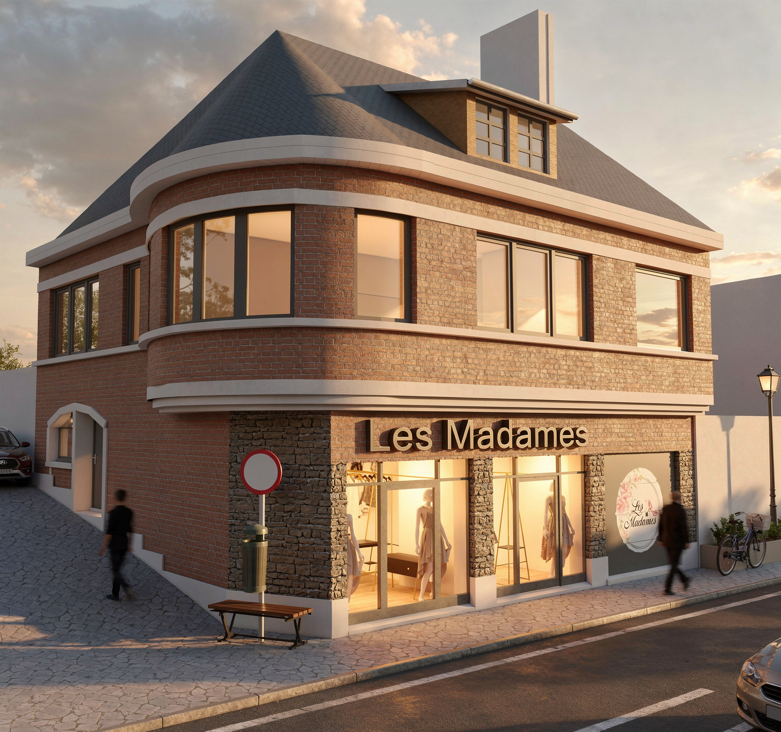 Façade rénovée – vitrines et enseigne intégrée